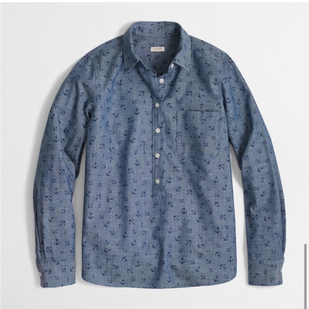 J. Crew Factory Anchor Printed Chambray Popover XS